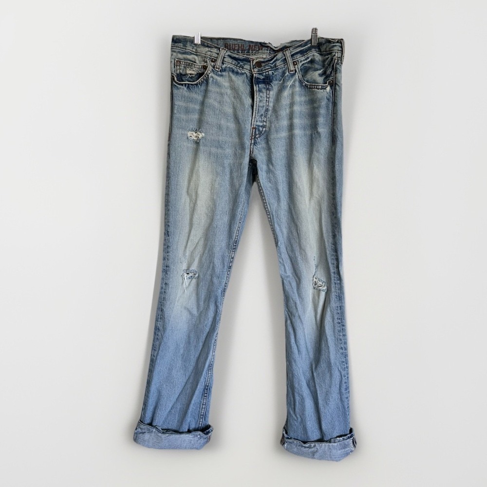 Ruehl No 925 Jeans VANDAM Denim Low Rise Slim Boot Cut Distressed (34x34) 36x36